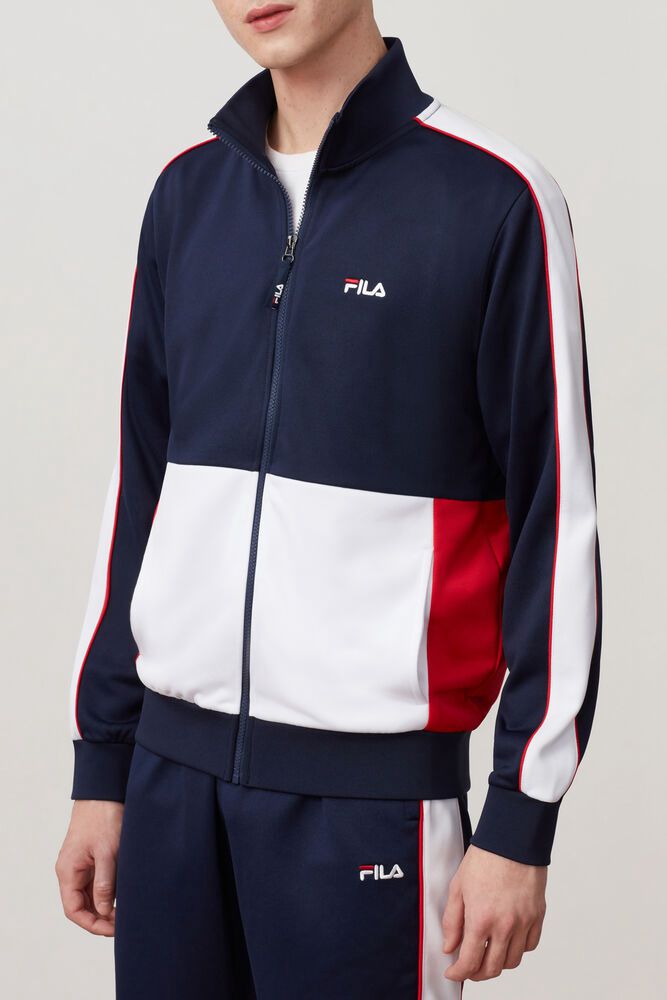 Fila Jacket Mens Navy/White/Red Michele - Ireland 84257-VRZB